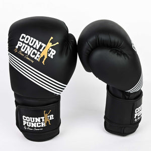 Boxing Gloves – Matt Black with Five White Stripes 'NEW EDITION'